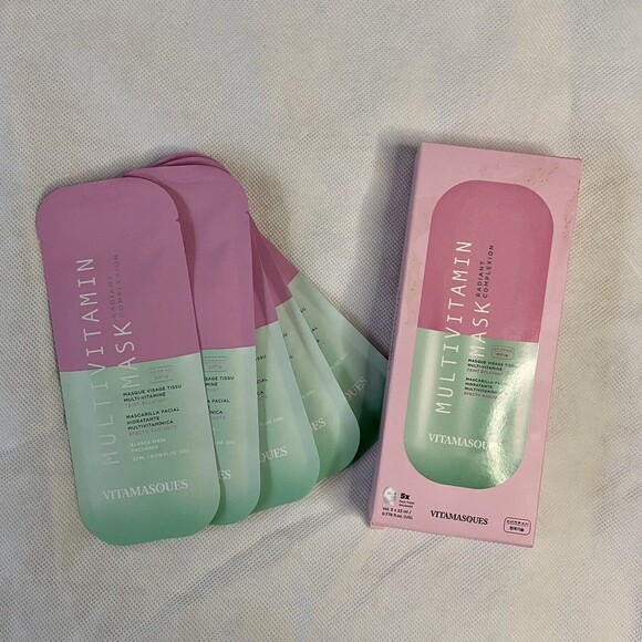 Vitamasques Radiant Complexion Multivitamin Face Masks Set of 5 0.778 oz‎ Vegan - Picture 1 of 5